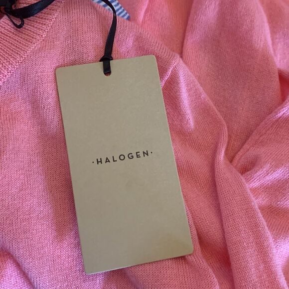 Halogen pink long sleeve sweater with blue bow ties on the back Size XSP NWT - Picture 8 of 8